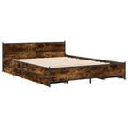 vidaXL Bettgestell mit Schubladen Räuchereiche 135x190cm Holzwerkstoff