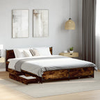 vidaXL Bettgestell mit Schubladen Räuchereiche 135x190cm Holzwerkstoff