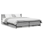 vidaXL Bettgestell mit Schubladen Grau Sonoma 135x190 cm Holzwerkstoff
