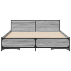 vidaXL Bettgestell mit Schubladen Grau Sonoma 135x190 cm Holzwerkstoff