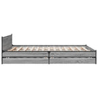 vidaXL Bettgestell mit Schubladen Grau Sonoma 135x190 cm Holzwerkstoff