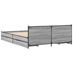 vidaXL Bettgestell mit Schubladen Grau Sonoma 135x190 cm Holzwerkstoff