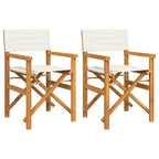 vidaXL Regiestühle 2 Stk. Klappbar Creme Massivholz Teak