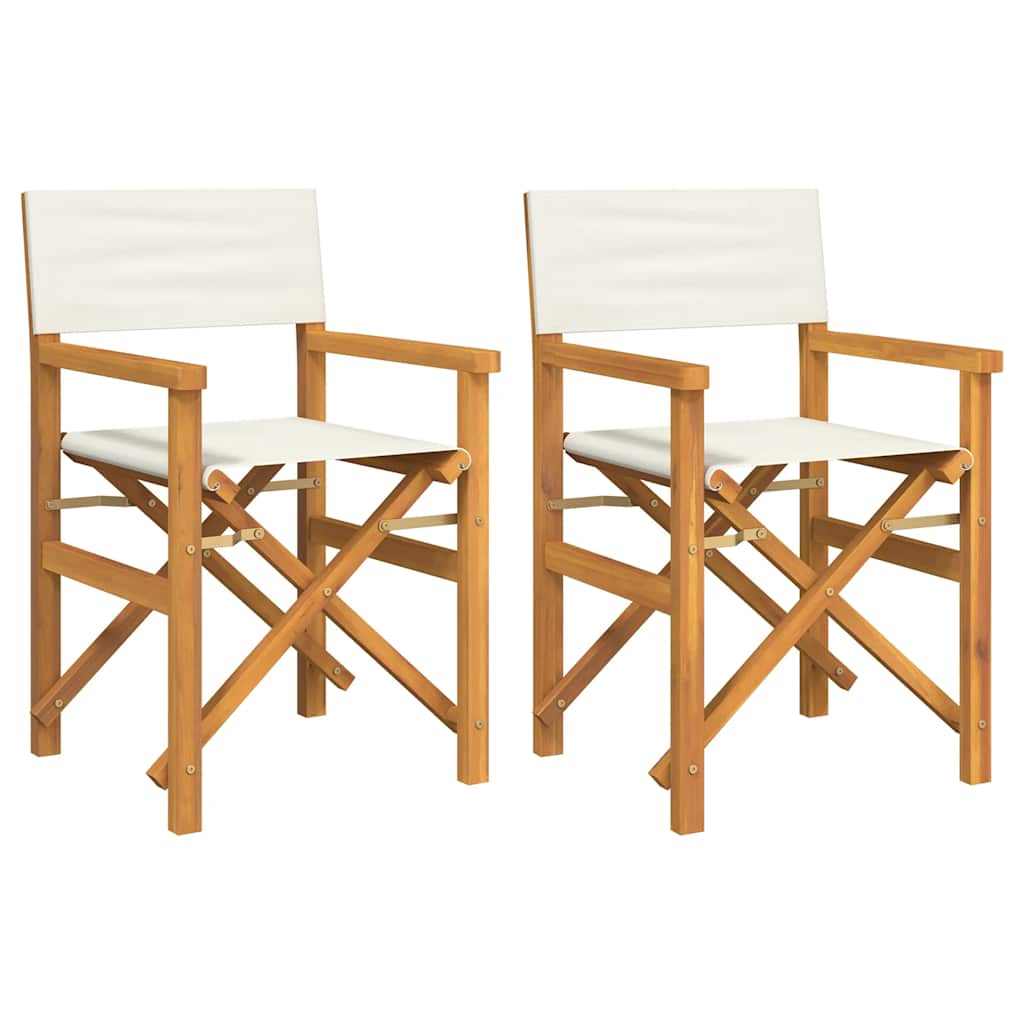 vidaXL Regiestühle 2 Stk. Klappbar Creme Massivholz Teak