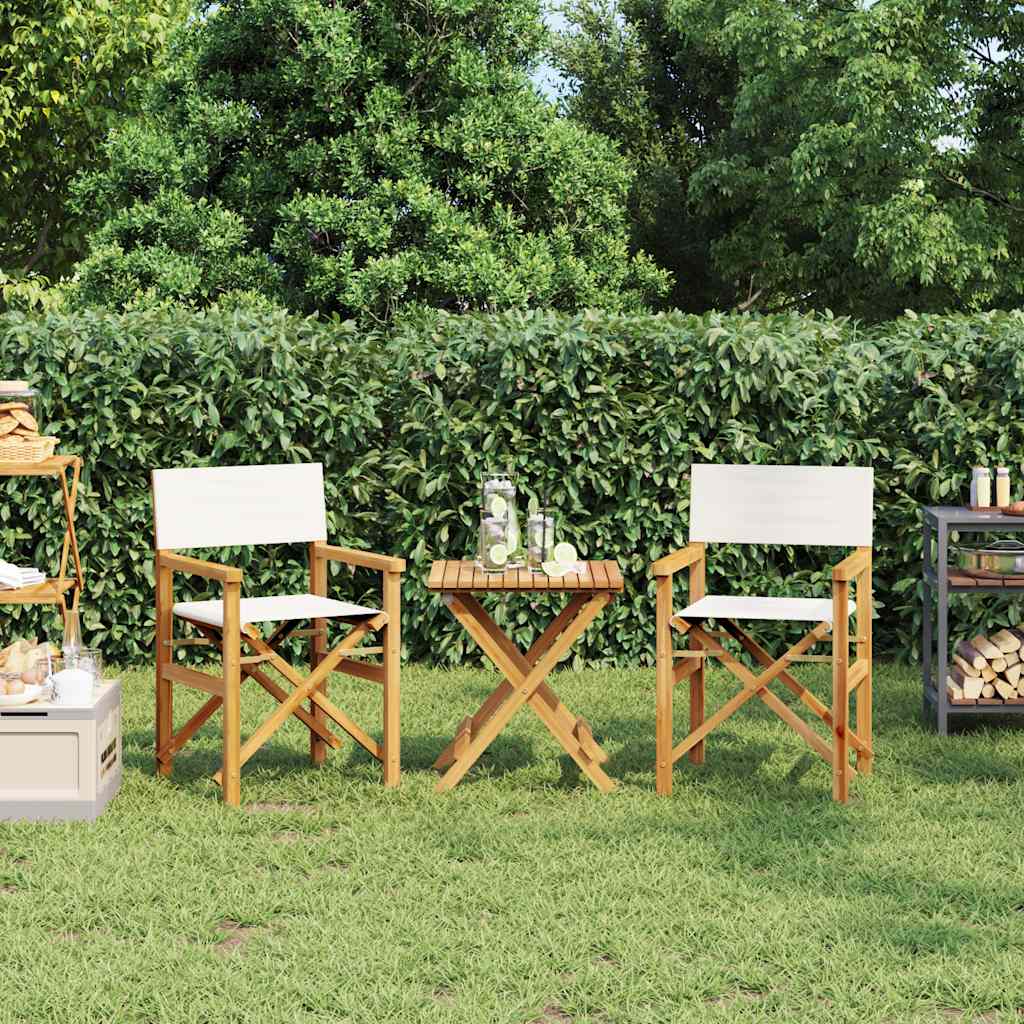 vidaXL Regiestühle 2 Stk. Klappbar Creme Massivholz Teak