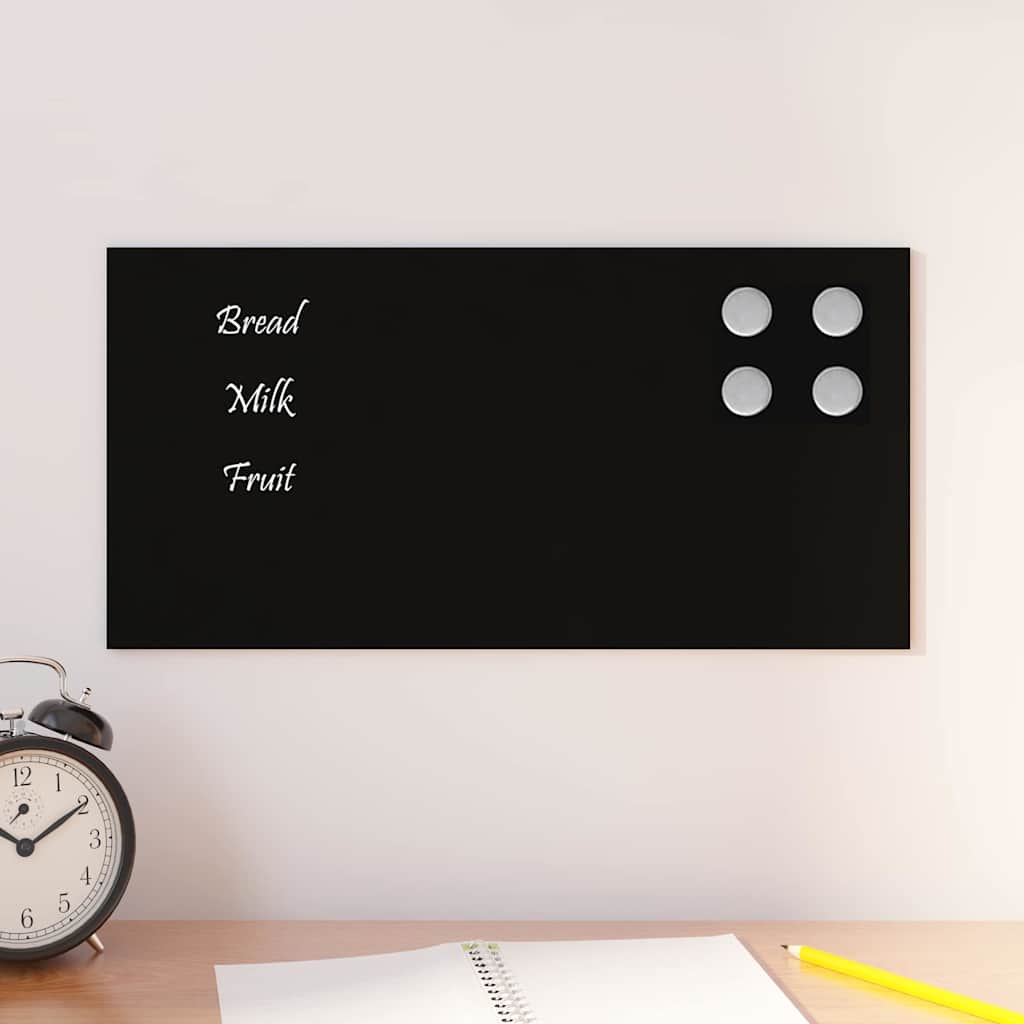 vidaXL Magnettafel Wandmontage Schwarz 40x20 cm Hartglas