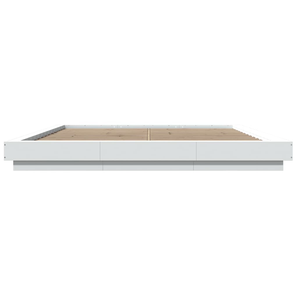 vidaXL Bettgestell mit LED Weiß 200x200 cm Holzwerkstoff