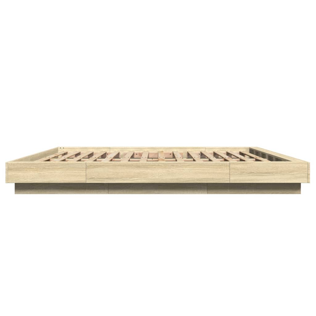 vidaXL Bettgestell mit LED Sonoma-Eiche 200x200 cm Holzwerkstoff