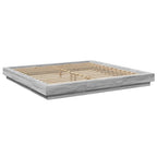 vidaXL Bettgestell mit LED Grau Sonoma 200x200 cm Holzwerkstoff