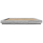 vidaXL Bettgestell mit LED Grau Sonoma 200x200 cm Holzwerkstoff