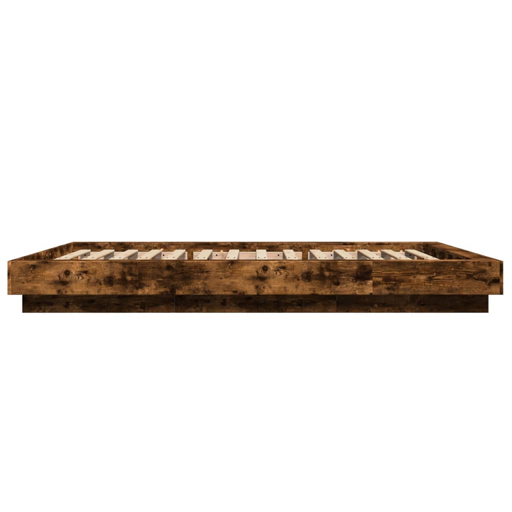 vidaXL Bettgestell mit LED Räuchereiche 120x200cm Holzwerkstoff