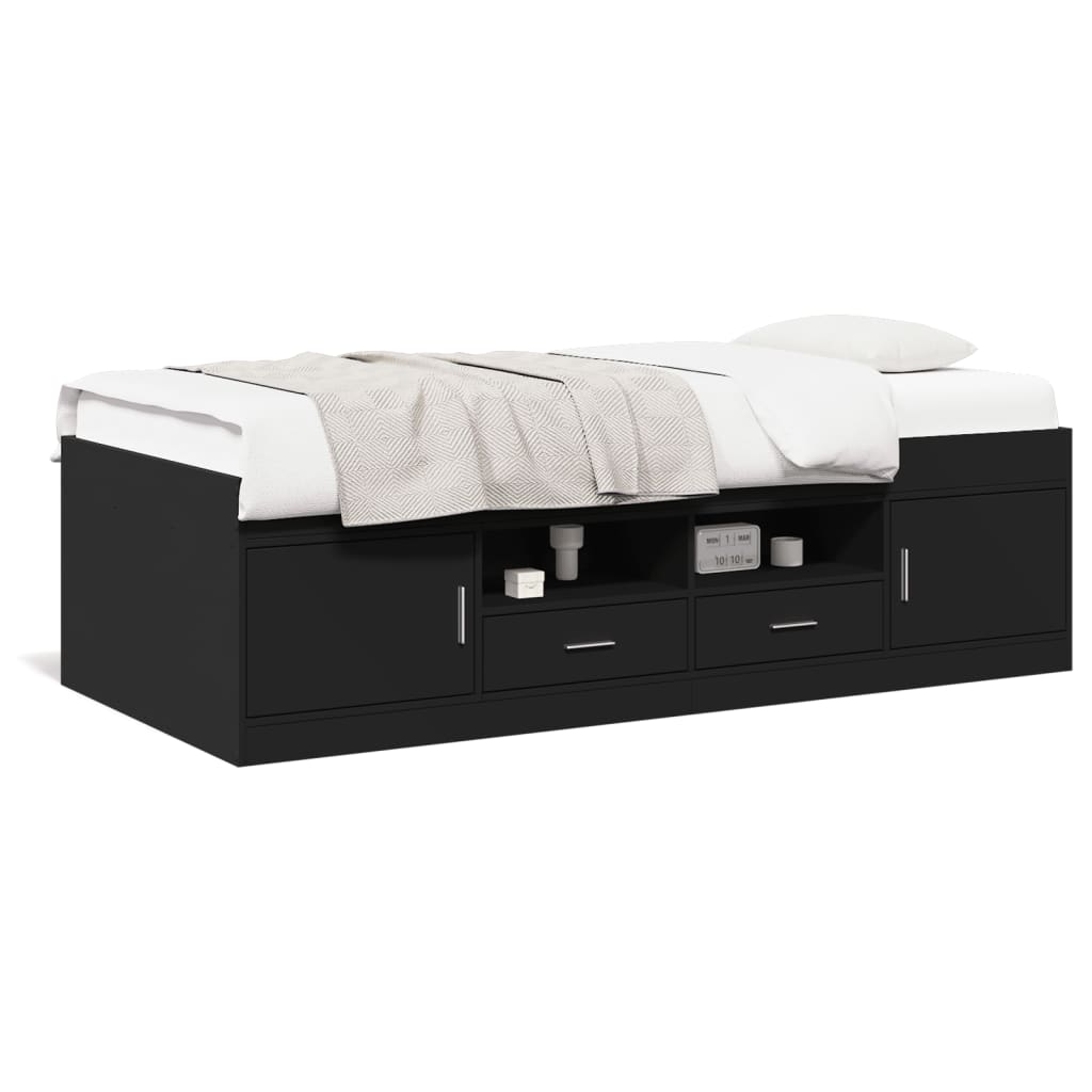 vidaXL Tagesbett mit Schubladen ohne Matratze Schwarz 100x200 cm