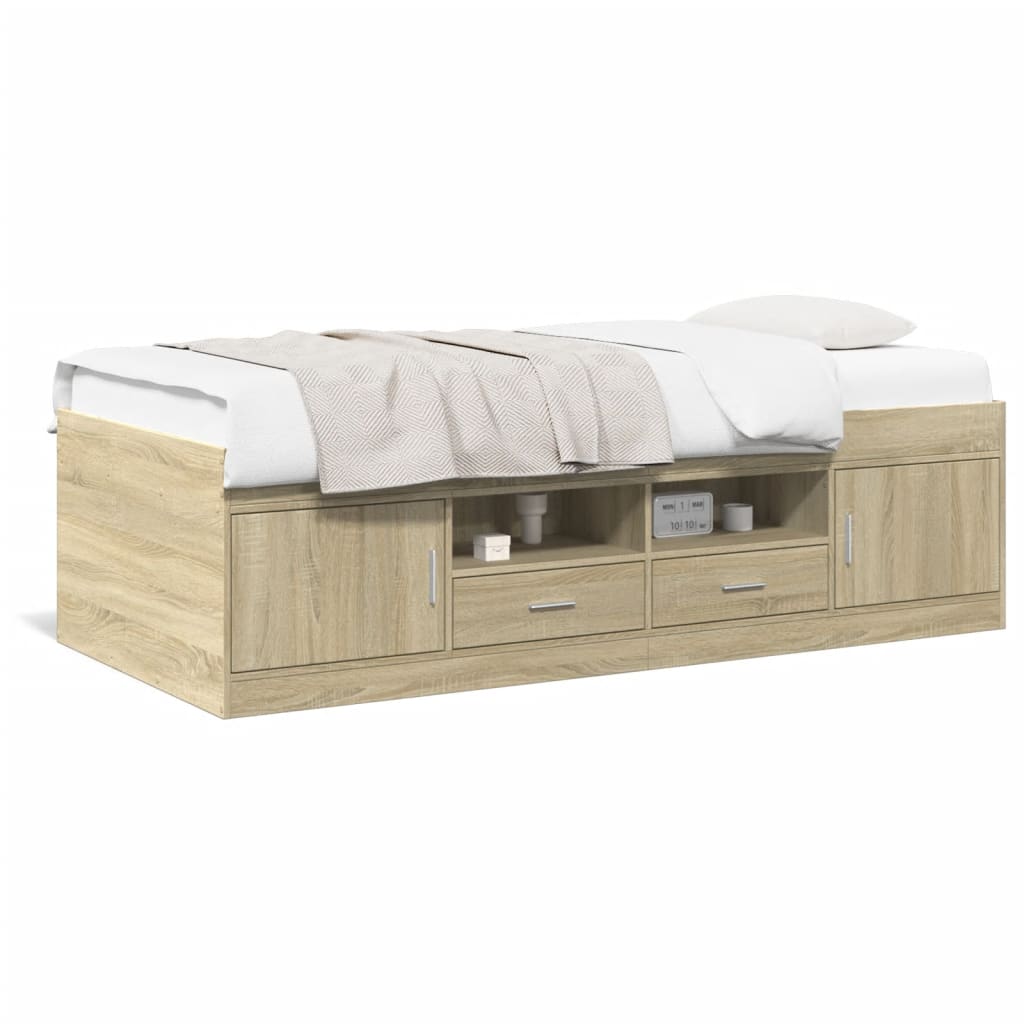 vidaXL Tagesbett mit Schubladen ohne Matratze Sonoma-Eiche 90x200 cm