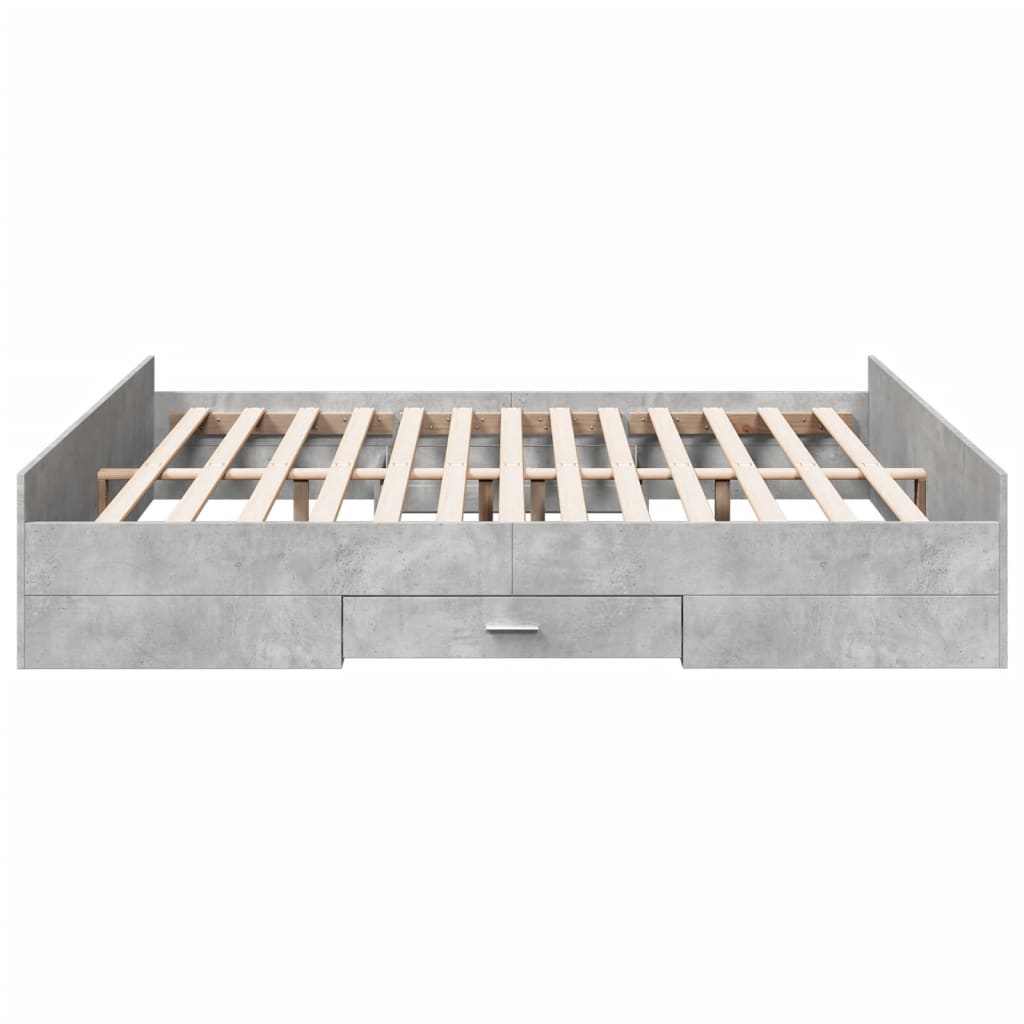 vidaXL Bettgestell mit Schubladen Betongrau 200x200 cm Holzwerkstoff