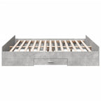 vidaXL Bettgestell mit Schubladen Betongrau 200x200 cm Holzwerkstoff