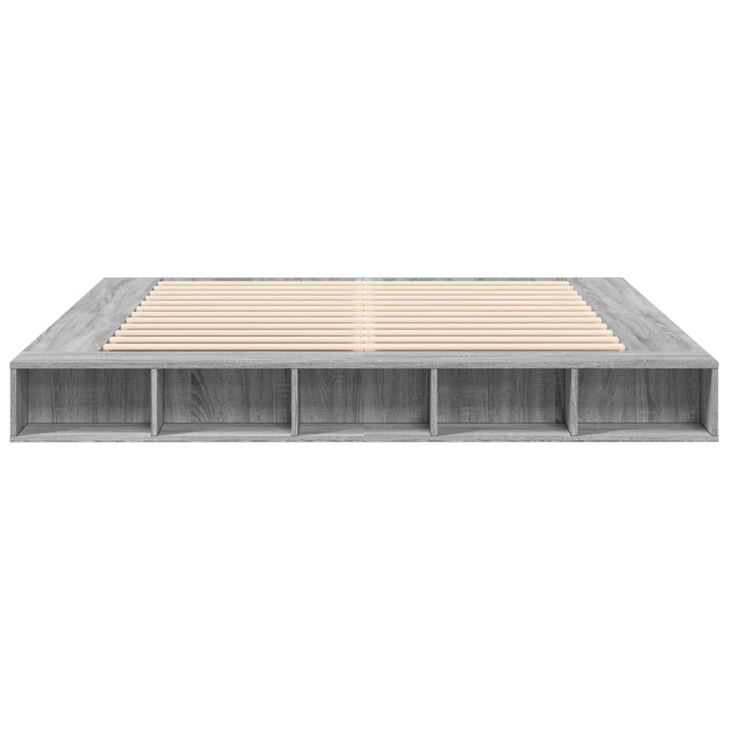 vidaXL Bettgestell Grau Sonoma 200x200 cm Holzwerkstoff