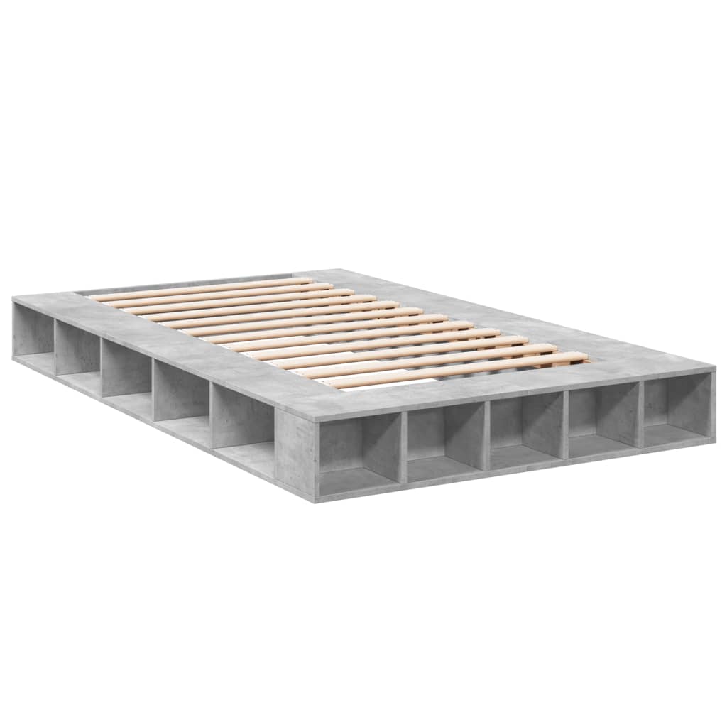 vidaXL Bettgestell Betongrau 135x190 cm Holzwerkstoff