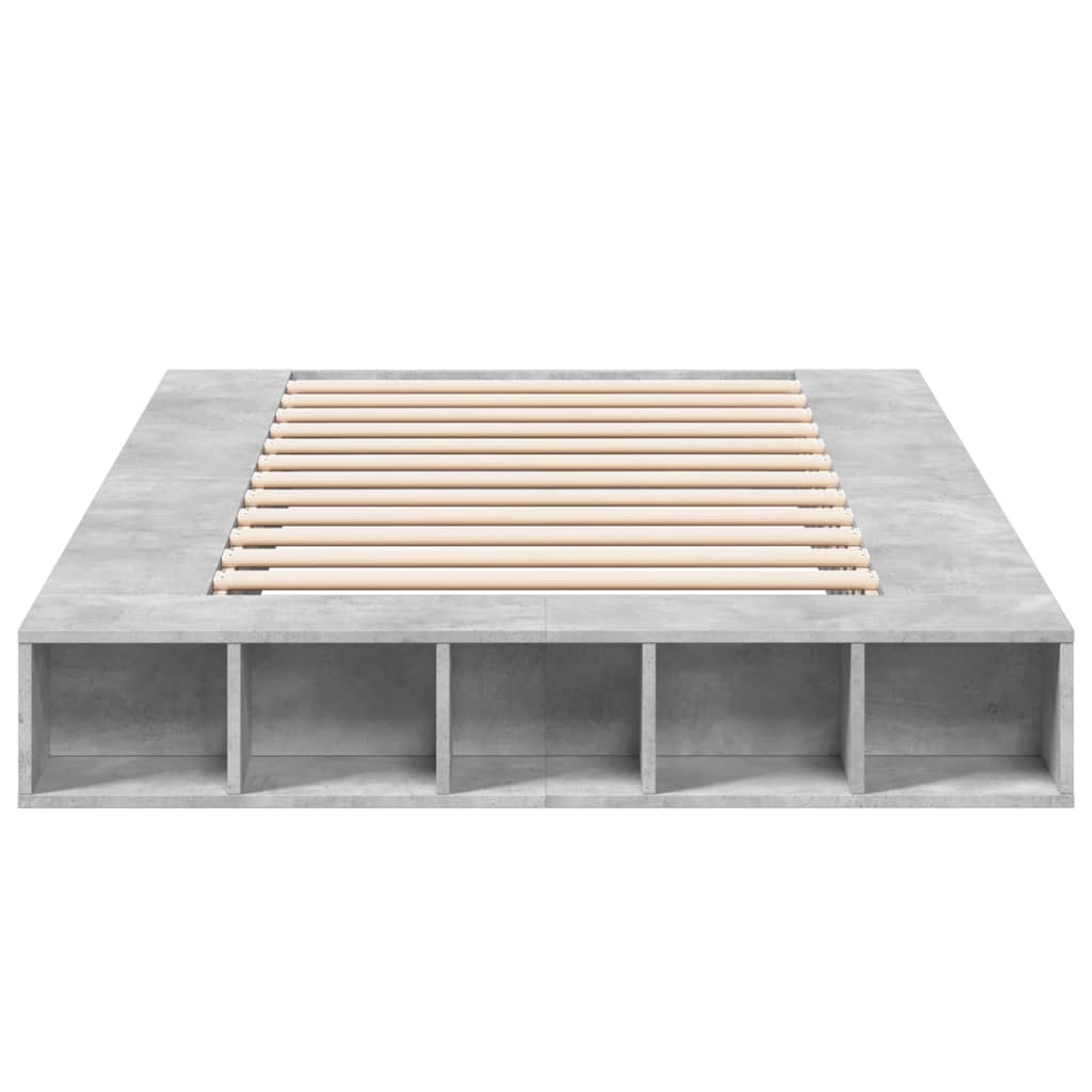 vidaXL Bettgestell Betongrau 135x190 cm Holzwerkstoff