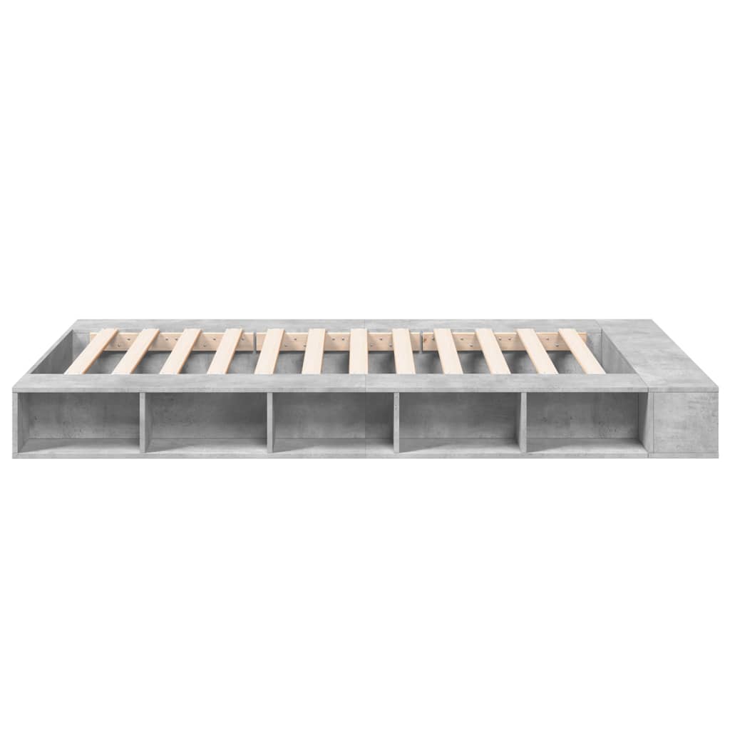 vidaXL Bettgestell Betongrau 135x190 cm Holzwerkstoff