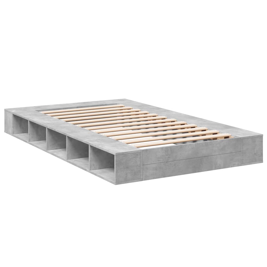 vidaXL Bettgestell Betongrau 135x190 cm Holzwerkstoff