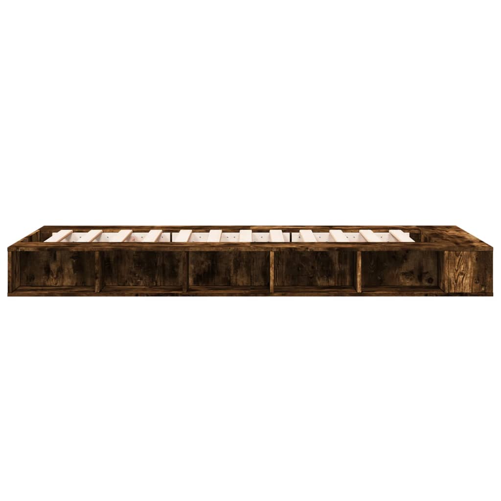 vidaXL Bettgestell Räuchereiche 100x200 cm Holzwerkstoff