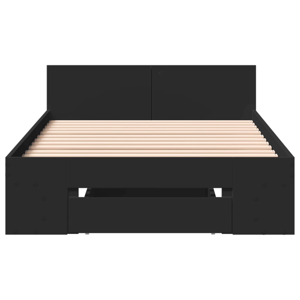 vidaXL Bettgestell mit Schublade Schwarz 90x190 cm Holzwerkstoff