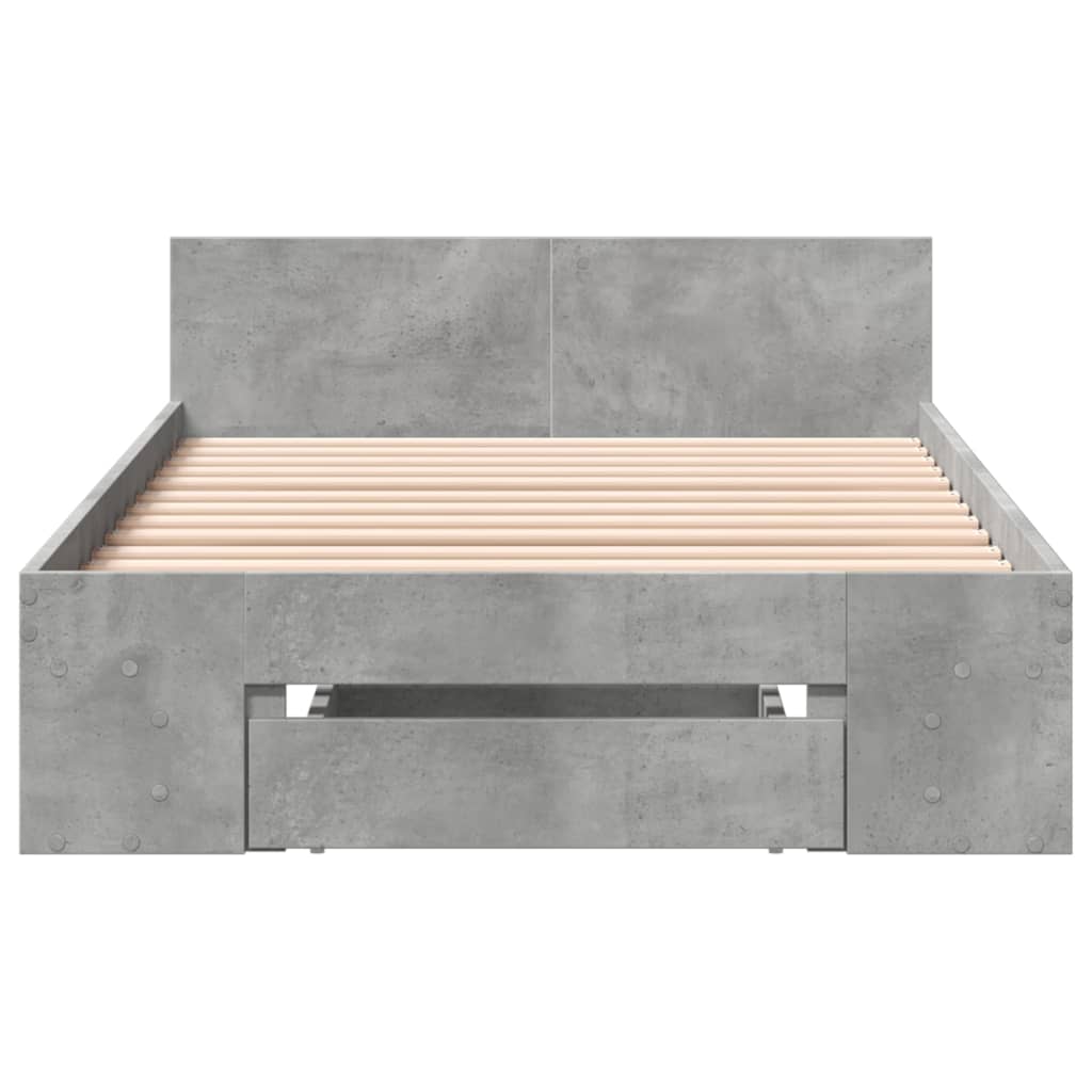 vidaXL Bettgestell mit Schublade Betongrau 90x190 cm Holzwerkstoff