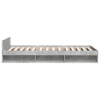 vidaXL Bettgestell mit Schublade Betongrau 90x190 cm Holzwerkstoff
