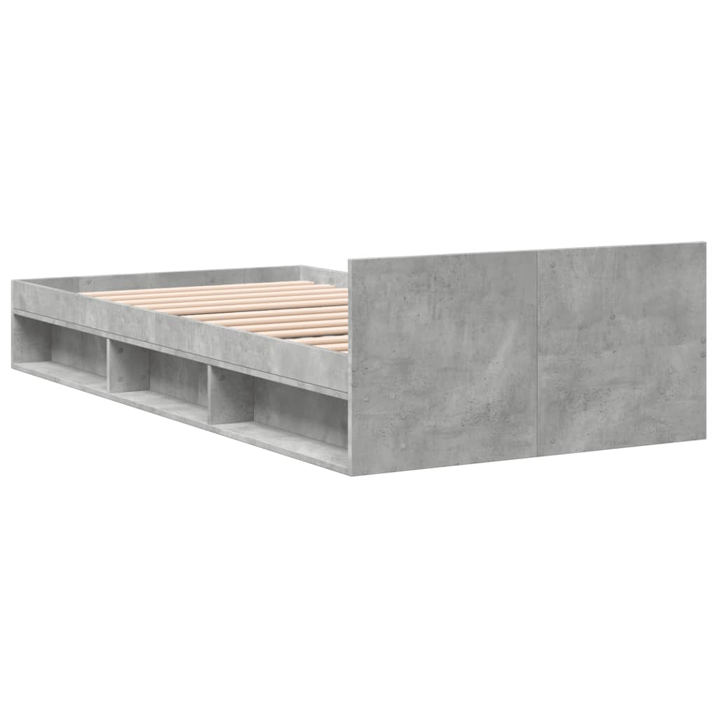 vidaXL Bettgestell mit Schublade Betongrau 90x190 cm Holzwerkstoff