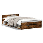 vidaXL Bettgestell mit Schublade Räuchereiche 90x190 cm Holzwerkstoff