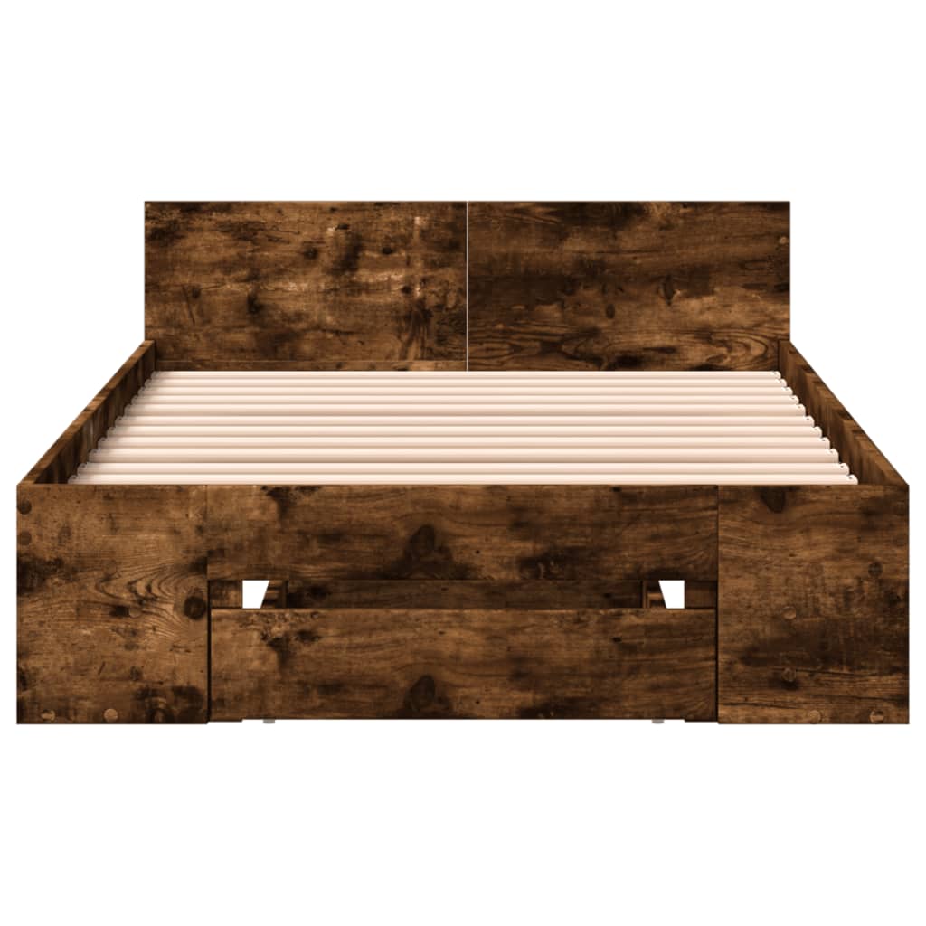 vidaXL Bettgestell mit Schublade Räuchereiche 90x190 cm Holzwerkstoff