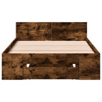 vidaXL Bettgestell mit Schublade Räuchereiche 90x190 cm Holzwerkstoff