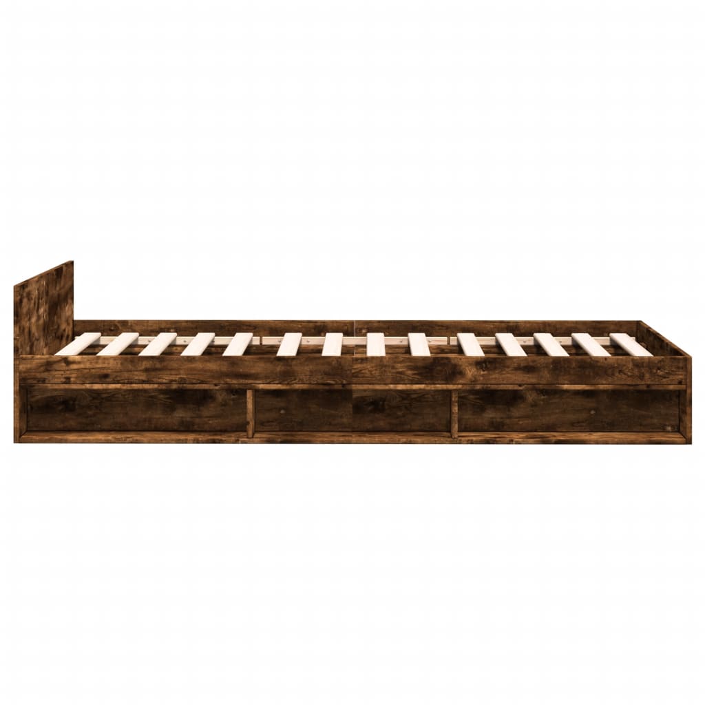 vidaXL Bettgestell mit Schublade Räuchereiche 90x190 cm Holzwerkstoff