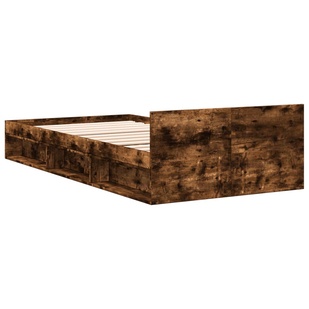 vidaXL Bettgestell mit Schublade Räuchereiche 90x190 cm Holzwerkstoff
