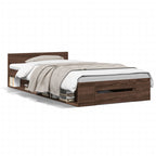 vidaXL Bettgestell mit Schublade Braun Eiche 75x190 cm Holzwerkstoff