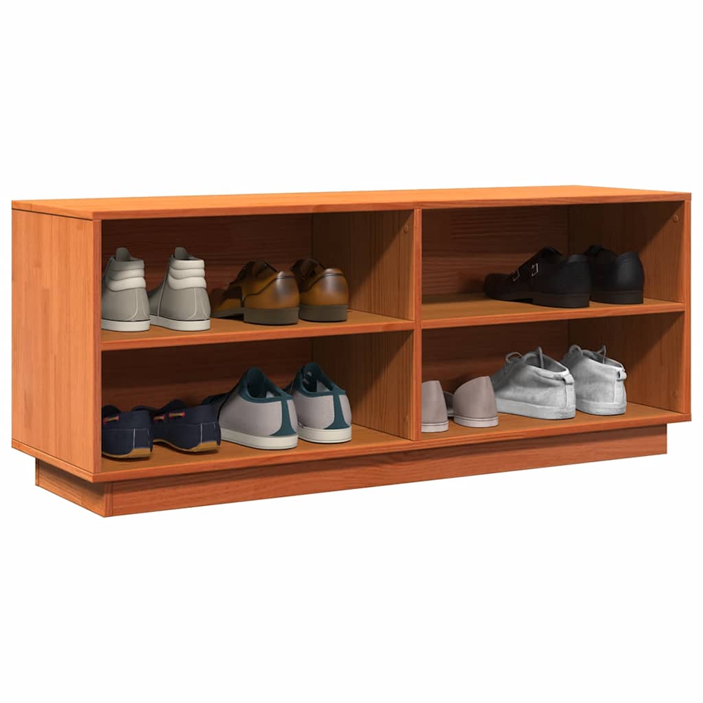 vidaXL Schuhschrank Wachsbraun 110x34x45 cm Massivholz Kiefer