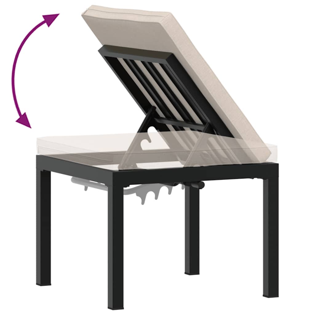 vidaXL Gartenhocker mit Kissen Schwarz Pulverbeschichteter Stahl