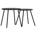 vidaXL Garten-Couchtisch 2 Stk. Rund Schwarz Pulverbeschichteter Stahl