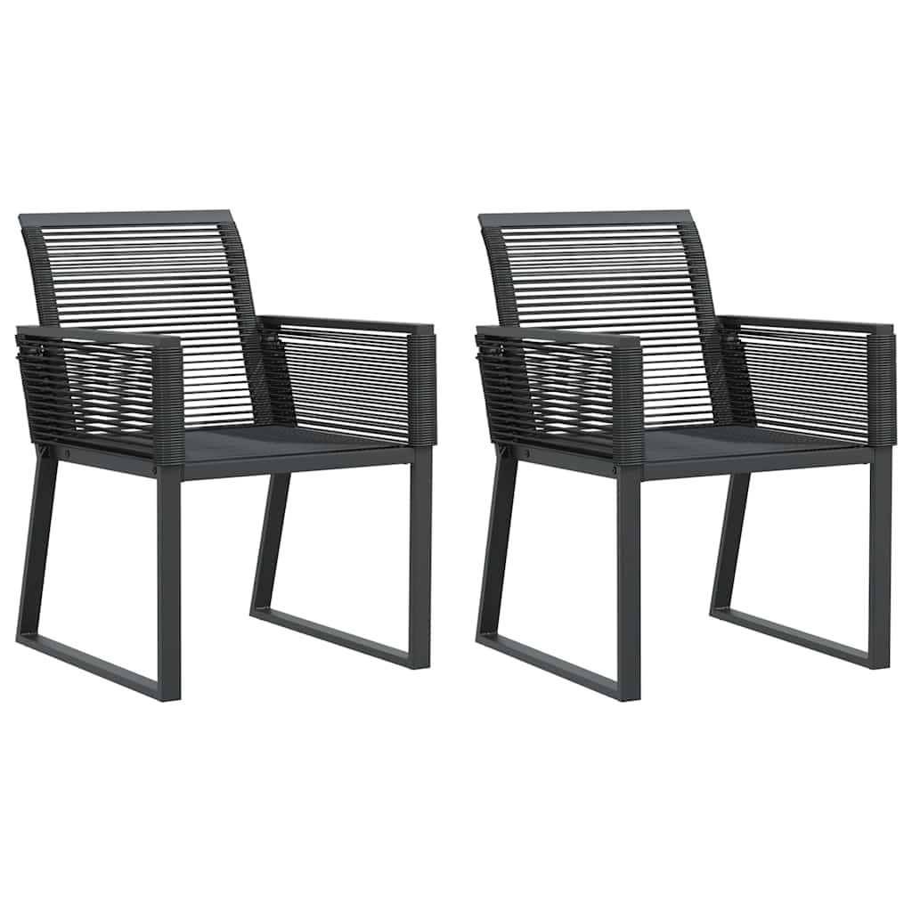 vidaXL Gartenstühle 2 Stk. Schwarz Poly Rattan