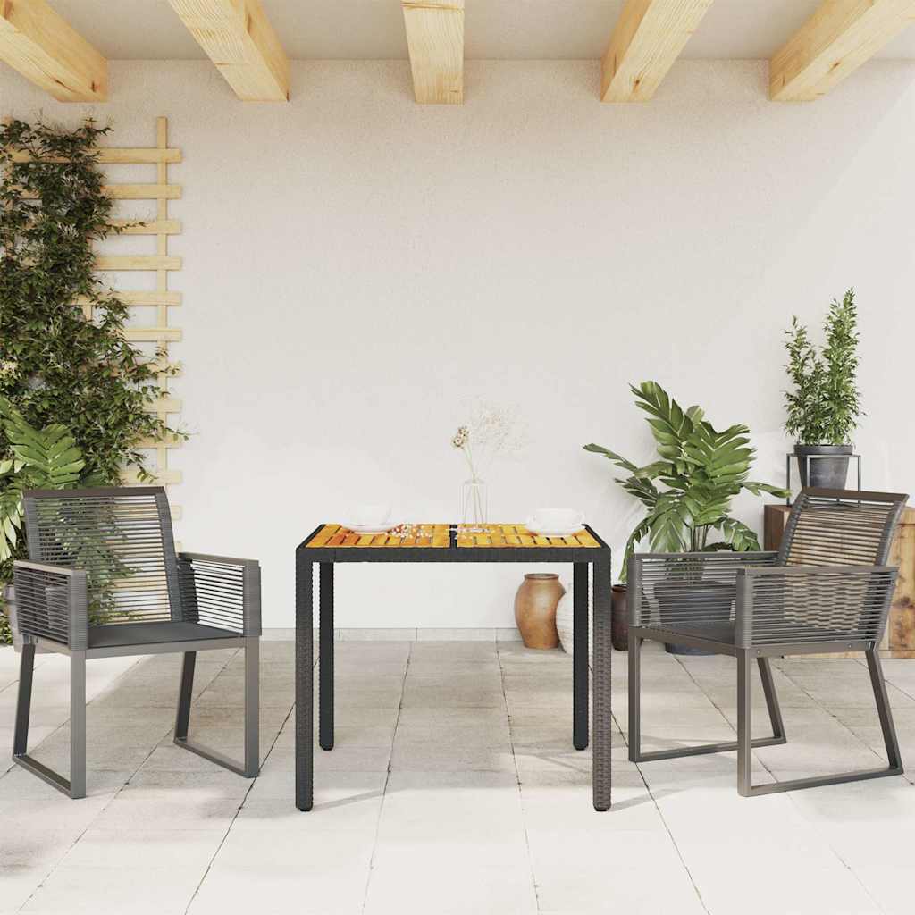 vidaXL Gartenstühle 2 Stk. Schwarz Poly Rattan