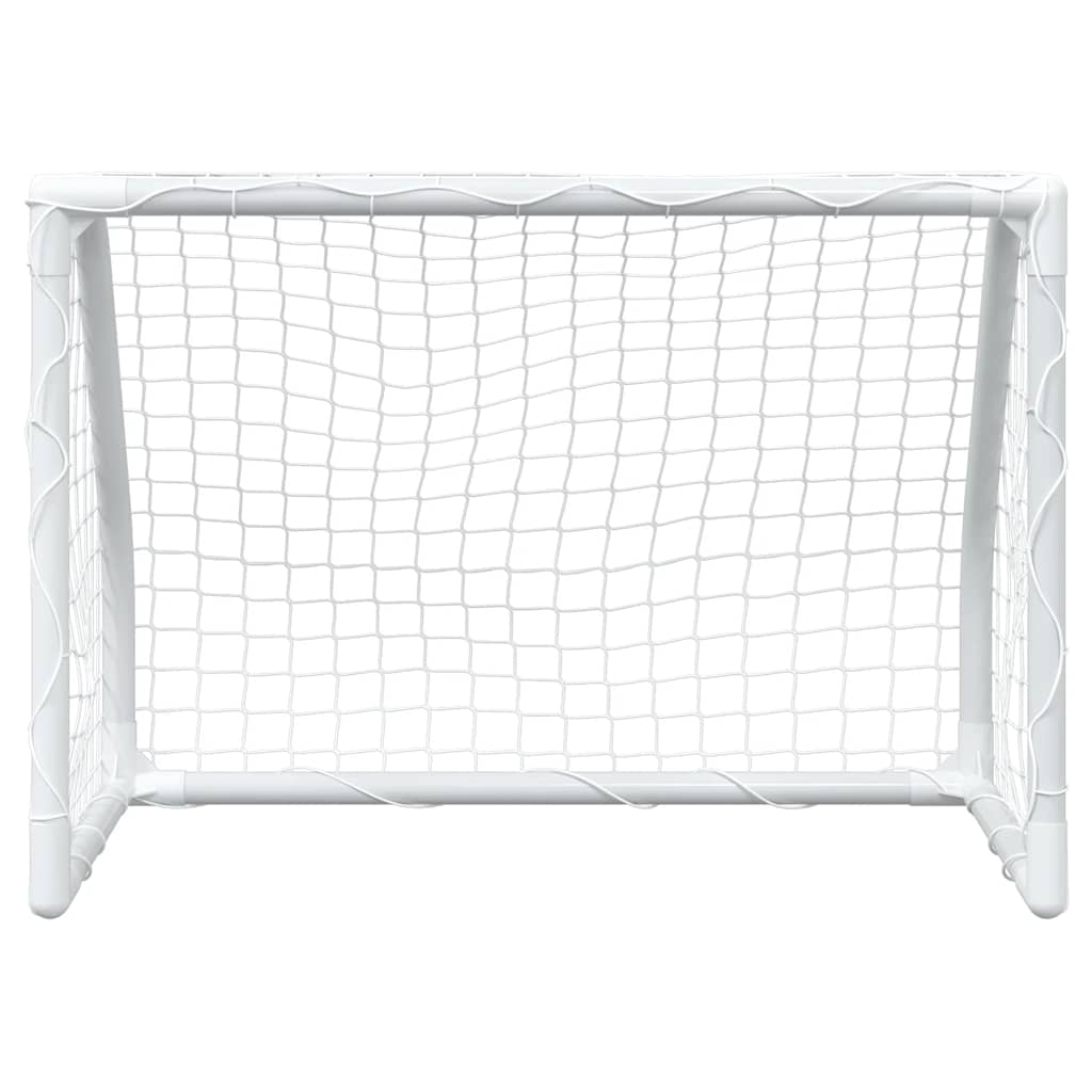 vidaXL Fußballtore für Kinder 2 Stk. mit Ball Weiß 64x35x48 cm Metall