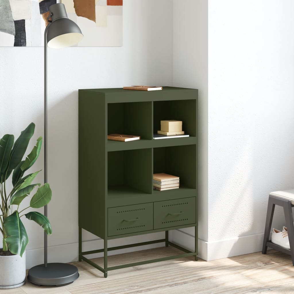 vidaXL Highboard Olivgrün 68,5x39x111,5 cm Kaltgewalzter Stahl