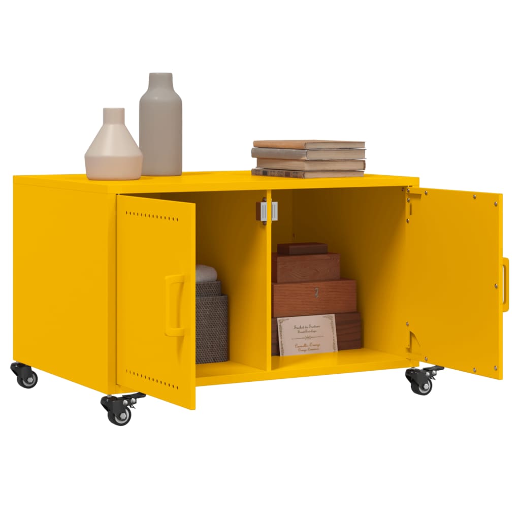 vidaXL Couchtisch Senfgelb 68x50x43,5 cm Kaltgewalzter Stahl