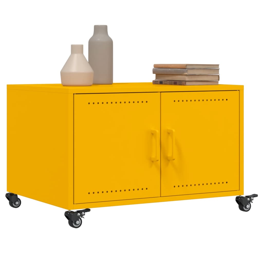 vidaXL Couchtisch Senfgelb 68x50x43,5 cm Kaltgewalzter Stahl