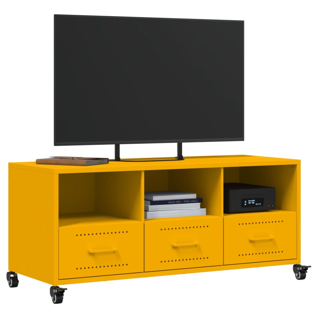 vidaXL TV-Schrank Senfgelb 100,5x39x43,5 cm Kaltgewalzter Stahl