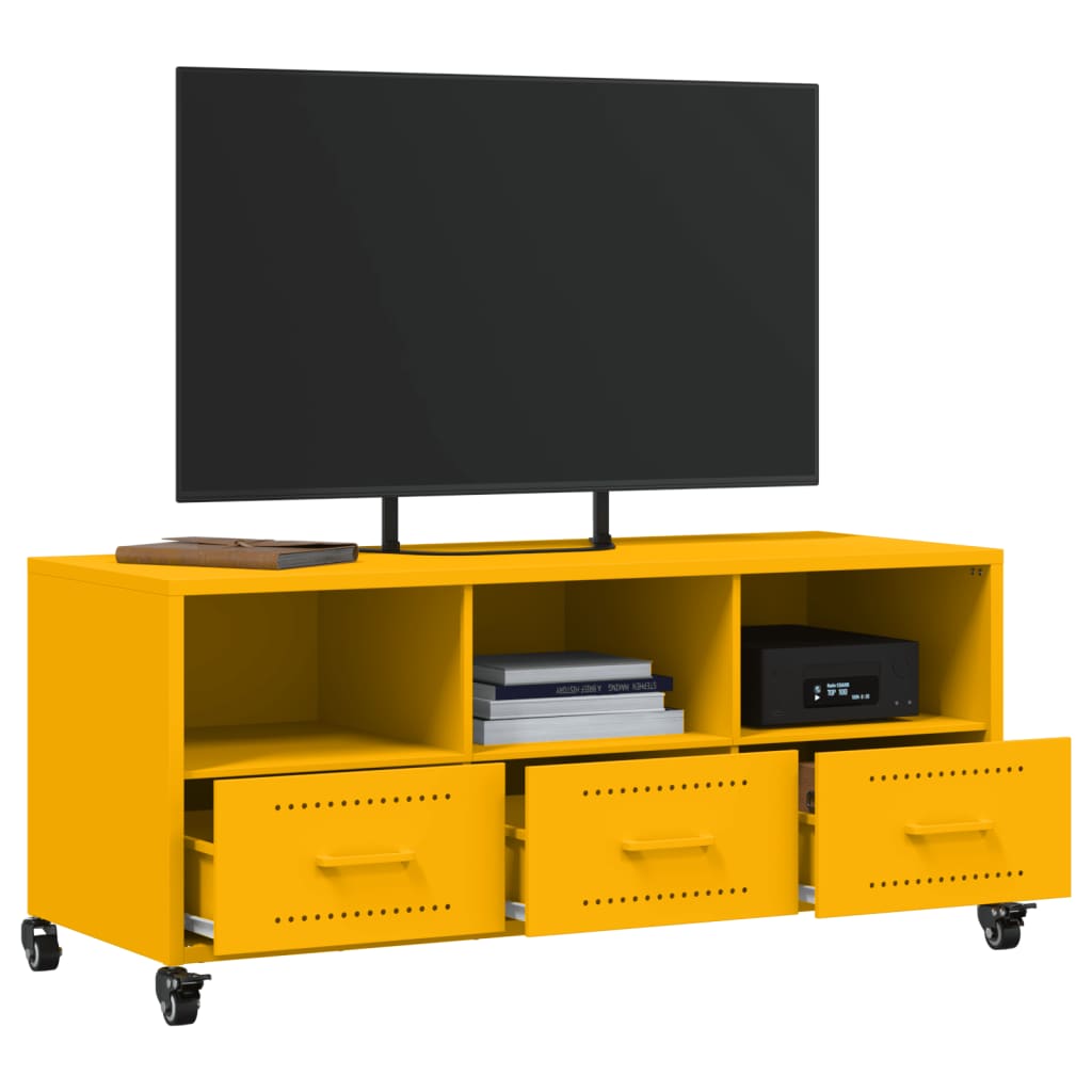 vidaXL TV-Schrank Senfgelb 100,5x39x43,5 cm Kaltgewalzter Stahl