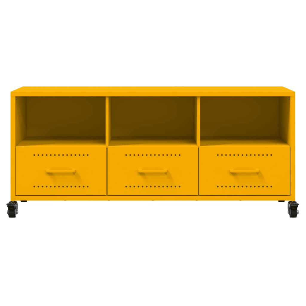 vidaXL TV-Schrank Senfgelb 100,5x39x43,5 cm Kaltgewalzter Stahl
