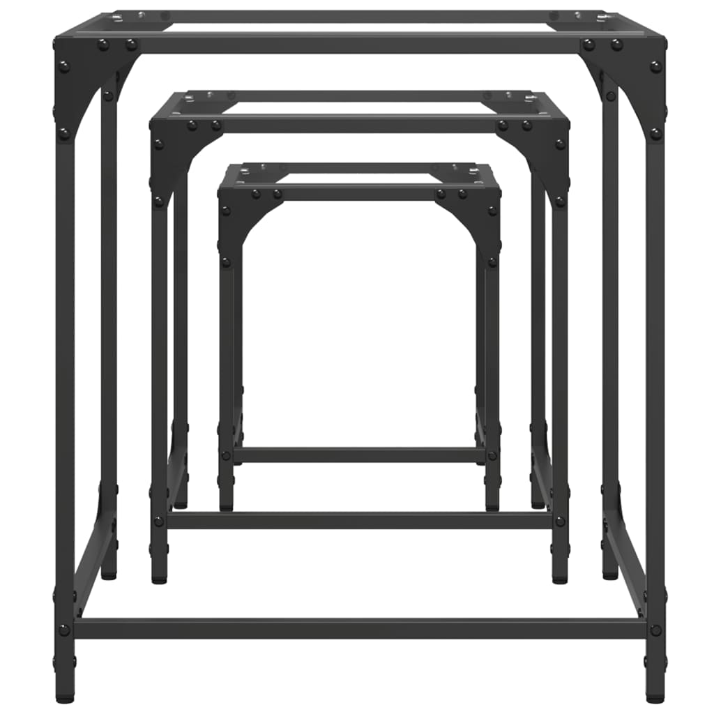 vidaXL Satztische 3 Stk. mit Glasplatte Transparent Stahl