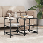 vidaXL Couchtische mit Glasplatten 2 Stk. Transparent 40x40x45cm Stahl