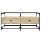 vidaXL Couchtisch mit Glasplatte Sonoma-Eiche 98,5x50x45 cm Stahl